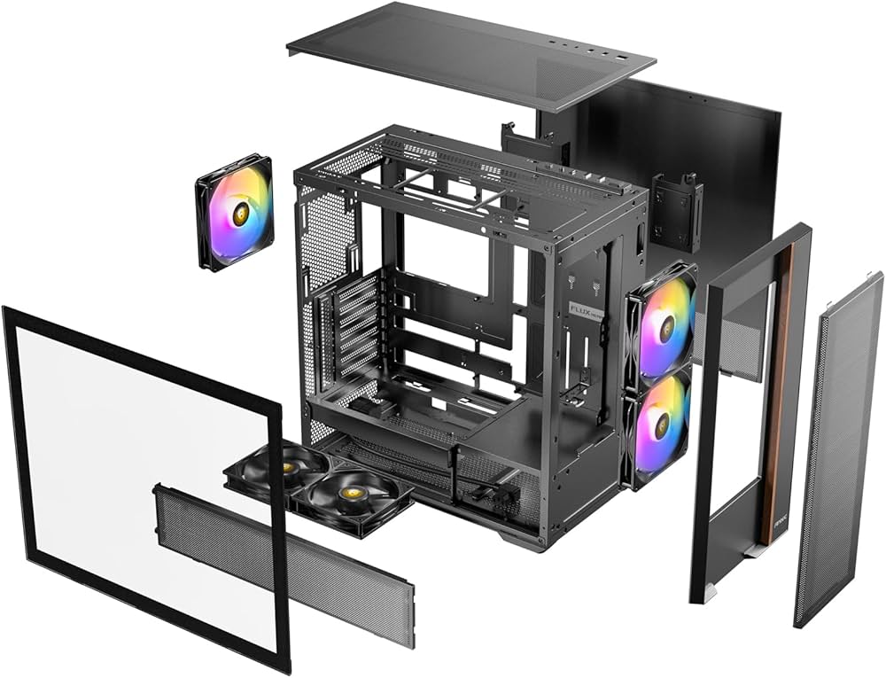 Amazon | ANTEC PCケース FLUX REAR ブラック フロントパネルに木材を