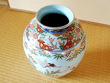 Amazon.co.jp: 花瓶 有田焼 陶器 伝統工芸品 日本製 鶴花園 径22.5cm