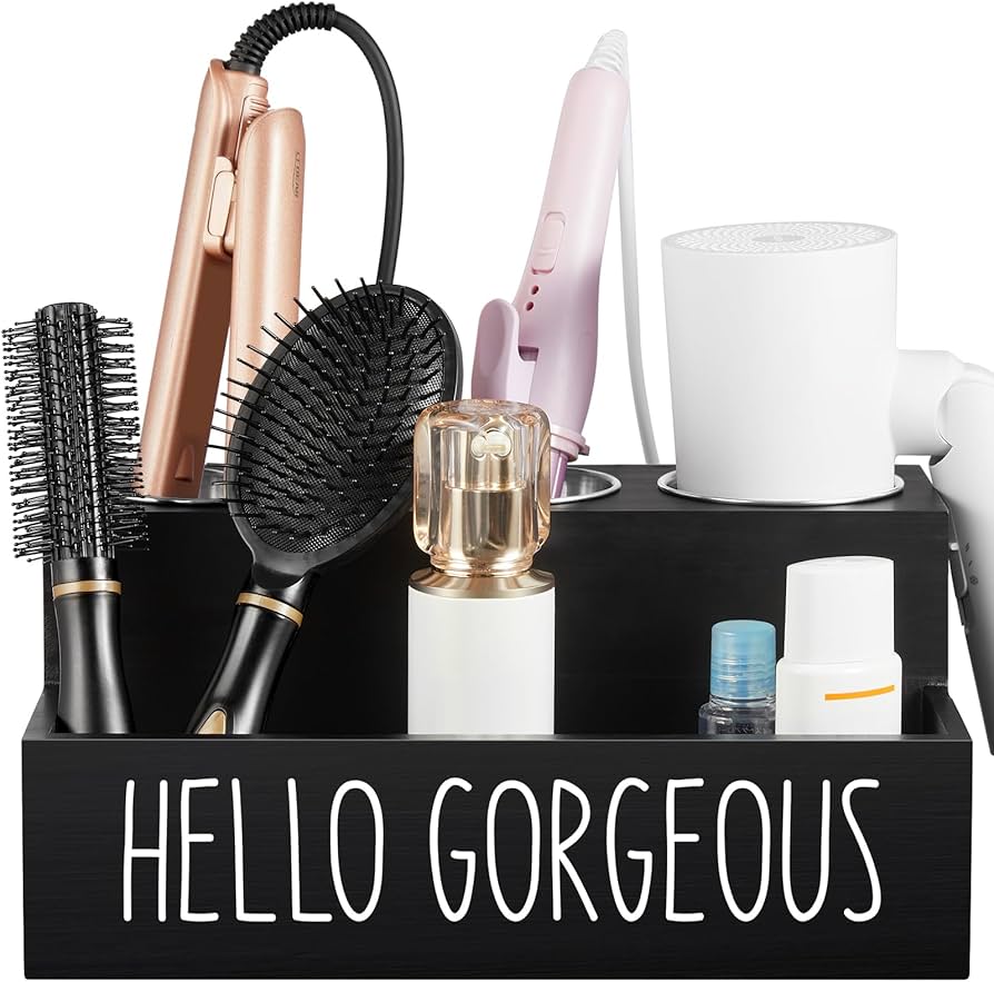 Amazon.com: Bivvclaz Hair Tool Organizer, Wooden Hair Dryer Holder