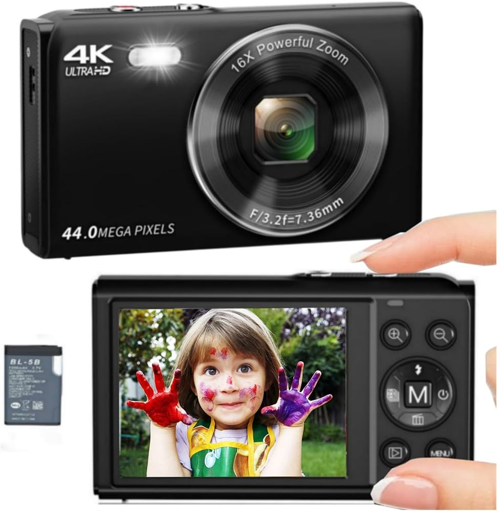 Amazon.co.jp: デジカメ4K44MP小型デジタルカメラポケットカメラ4400万