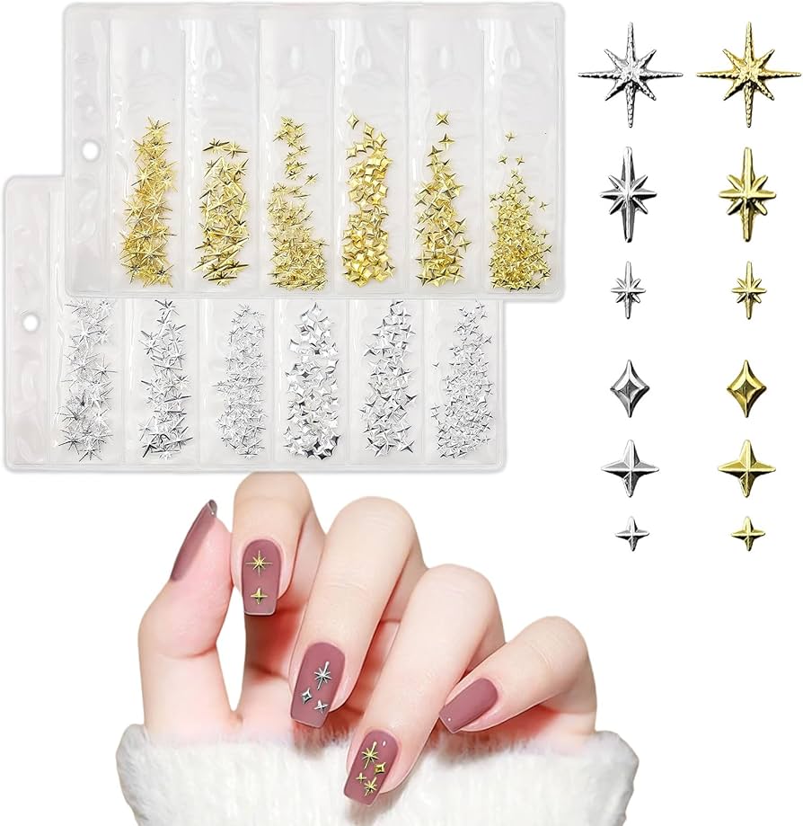 Amazon | ネイル スタッズ 星 2パック 3D 立体 ネイルパーツ スタッズ