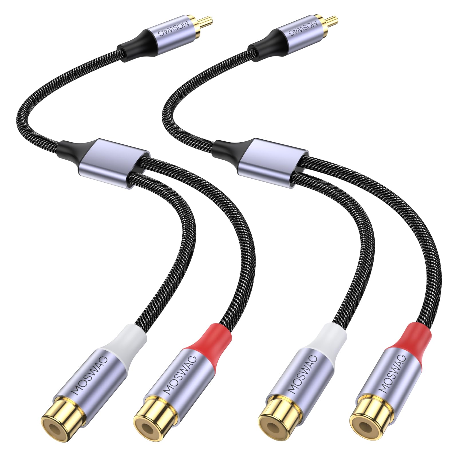 Amazon | MOSWAG RCA ケーブル Y型分岐 RCA分岐ケーブル1オス- 2メス