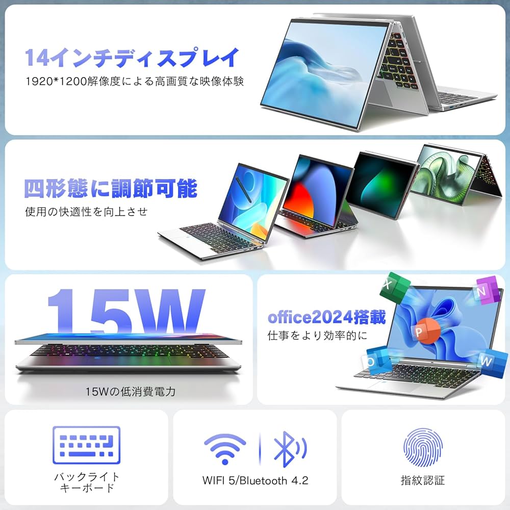 Amazon.co.jp: ノートパソコン SOOYA 2-in1ノートPC office2024搭載