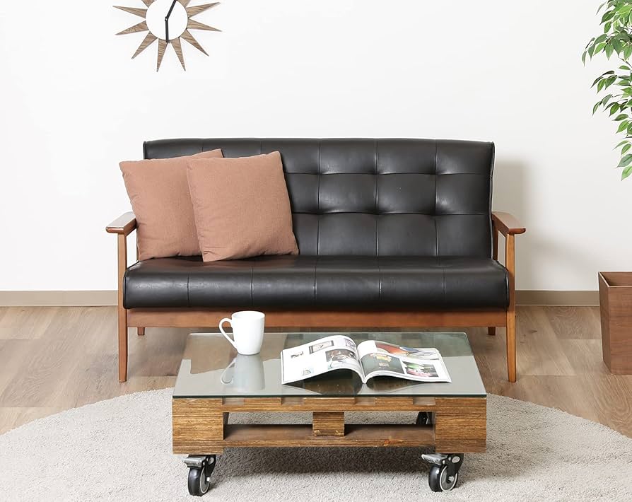 Amazon｜不二貿易 ソファ 2人掛け 幅135cm ダークブラウン 合皮