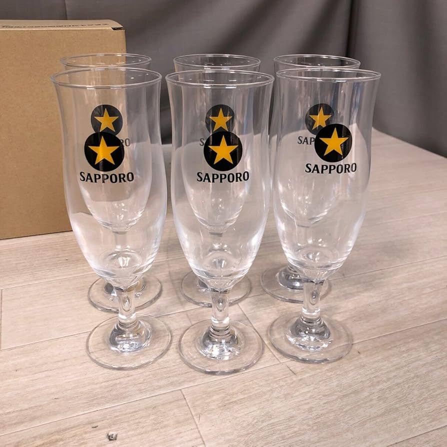Amazon.co.jp: KT375 サッポロ 黒ラベル 樽生 380型足付きビヤグラス⑥