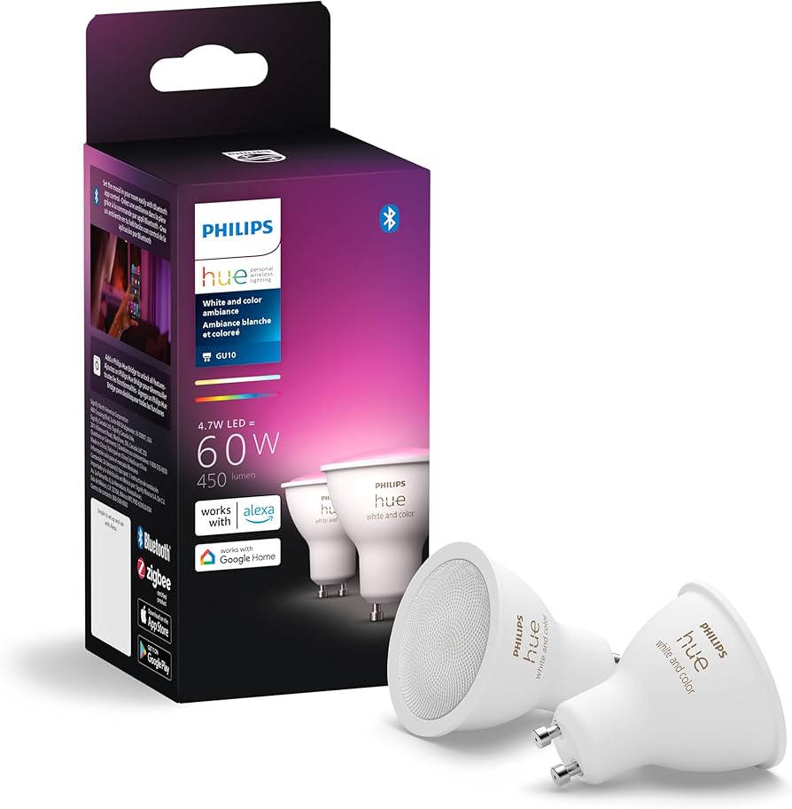 Amazon.co.jp: Philips Hue Smart 60W GU10 LED電球 - 白と色の