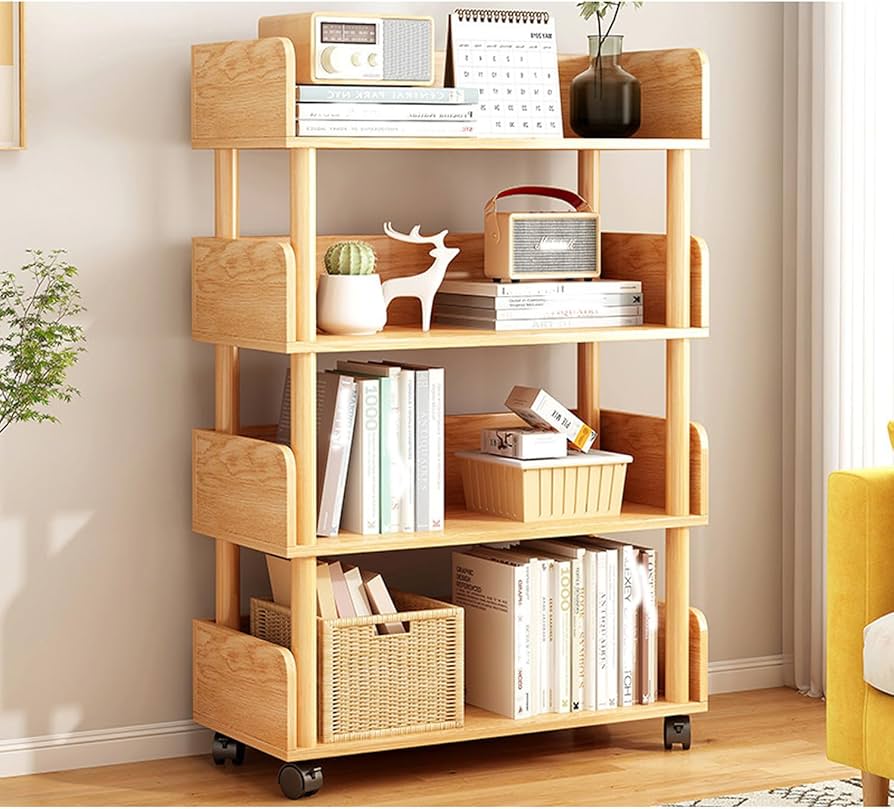 Amazon.com: 4 Tier Bookshelf, Moving Wood Bookcases and Book