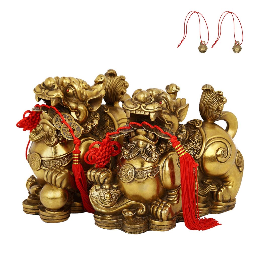 Amazon.co.jp: 貔貅 ヒキュウ 招財 雄雌セット 一対 銅製 風水グッズ