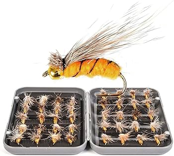 Amazon | 完成フライ フライフィッシング用 毛ばり フライ ケース付き