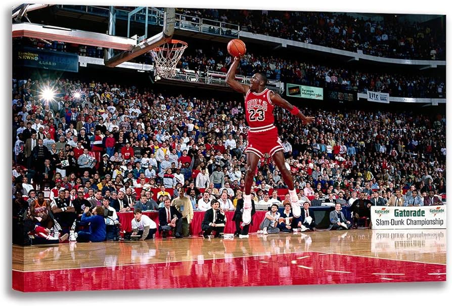 Michael Jordan Poster Free Throw Line Dunk Oil Painting Wall Art