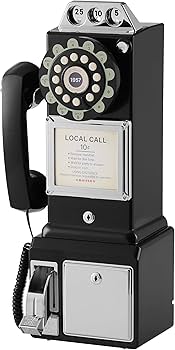 Crosley CR56-BK 1950's Payphone with Push Button Technology, Black