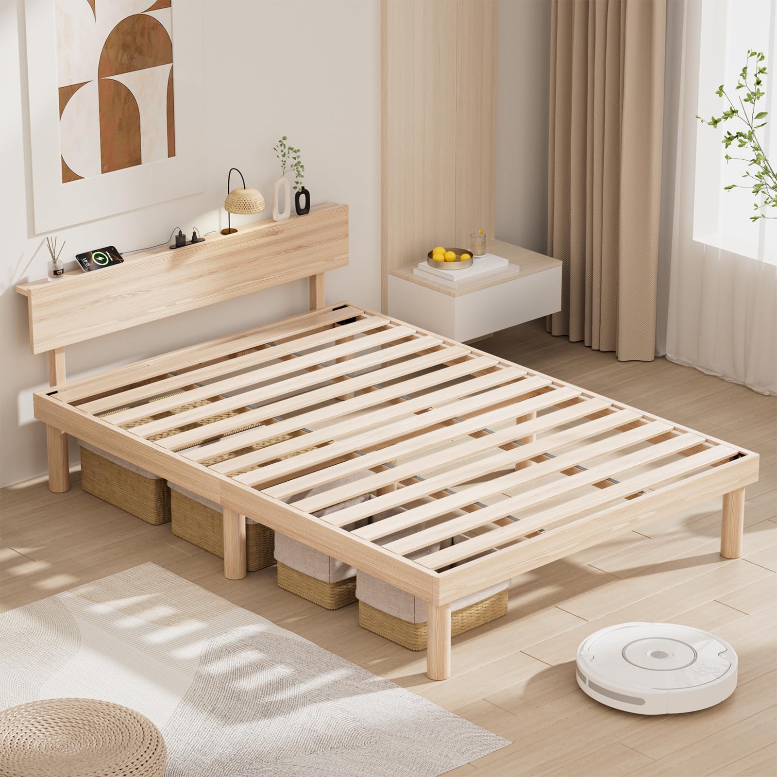 Amazon｜Rakuisme ベッドフレーム シングル ベッド 宮棚 2口コンセント