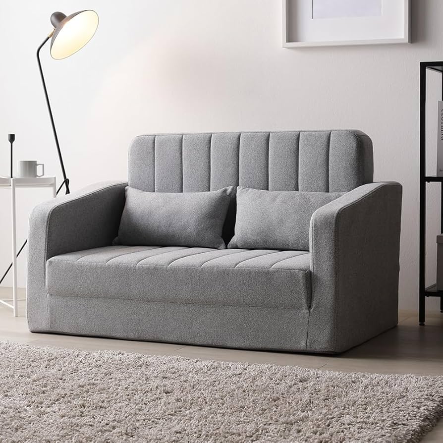 Amazon｜RASIK ソファーベッド 2人掛け 3WAY グレー ストライプキルト