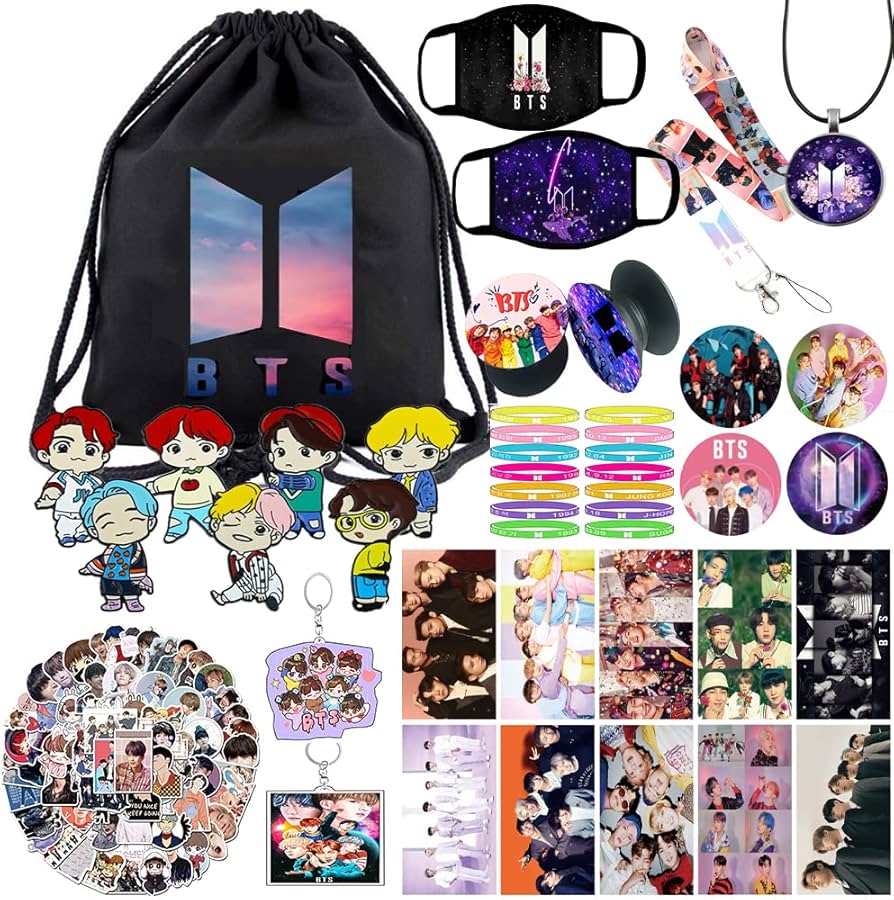 BTS Gift Set - Including BTS Drawstring Bag Backpack, BTS Stickers