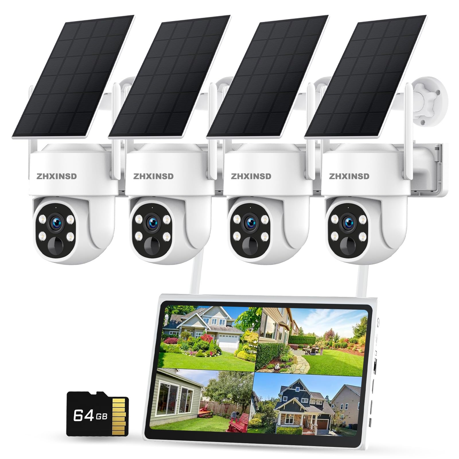 Amazon.com: ZHXINSD Solar Security Cameras System, Wireless