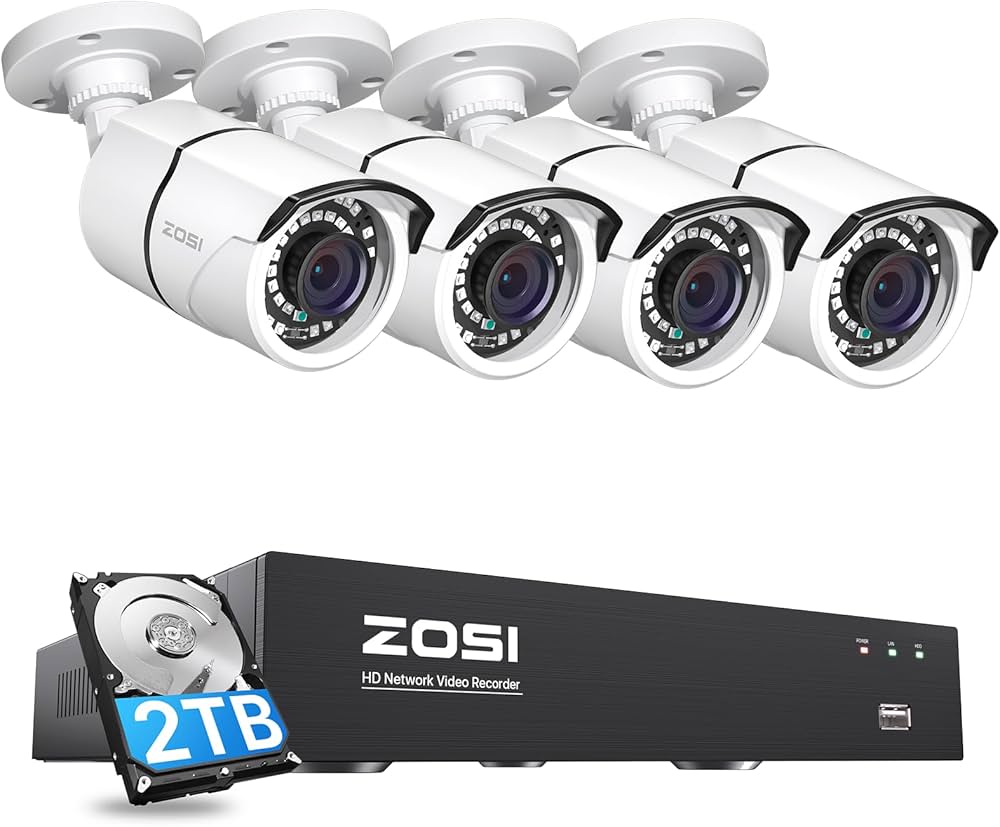 Amazon.co.jp: ZOSI 500万画素poe防犯カメラ4台セット poe給電カメラ