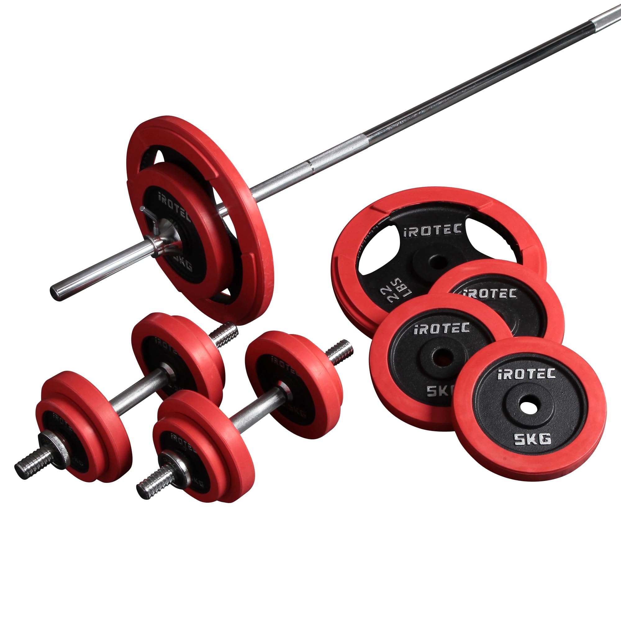 Amazon | IROTEC（アイロテック）ラバーバーベル ダンベル 70kg セット