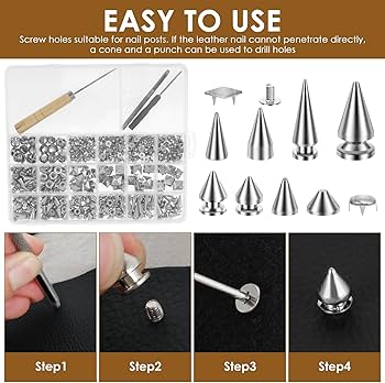 Amazon.com: 359Pcs Punk Spikes and Studs Kit, Cone Spike and Stud