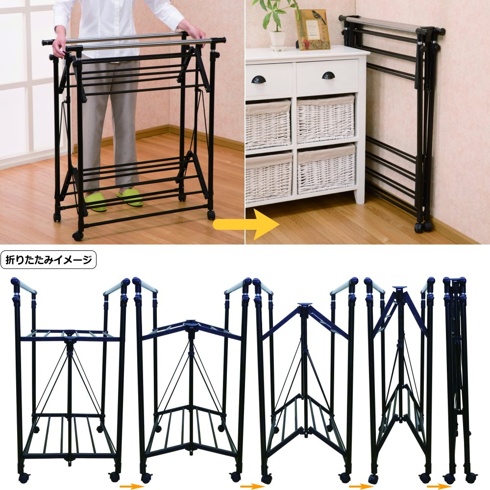 Amazon｜ハンガーラック 2段 ダブル 丈夫 頑丈 軽量 キャスター 移動