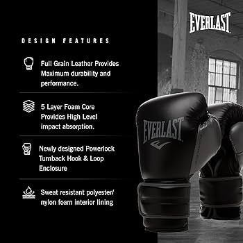 Amazon | PowerLock2 Training Glove 14Oz Black/Gray | Everlast