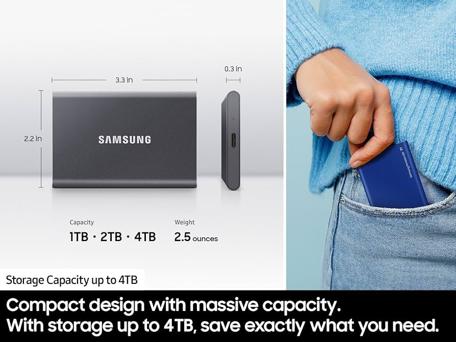Amazon.com: Samsung T7 Portable SSD, 1TB External Solid State