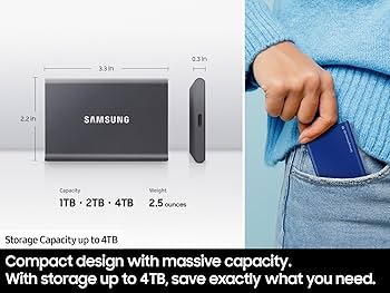 Amazon.com: Samsung T7 Portable SSD, 1TB External Solid State