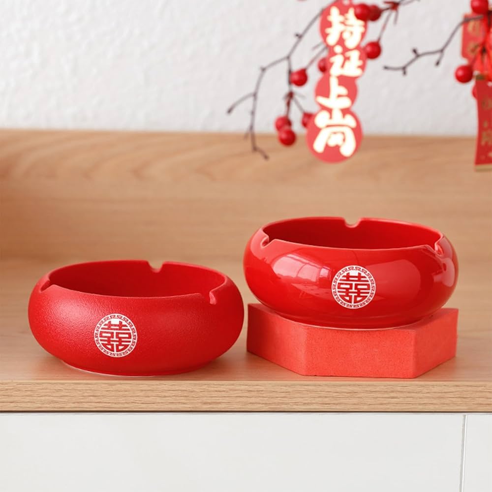 Amazon.co.jp: 結婚式のための赤いセラミック灰皿、防水性、屋内または