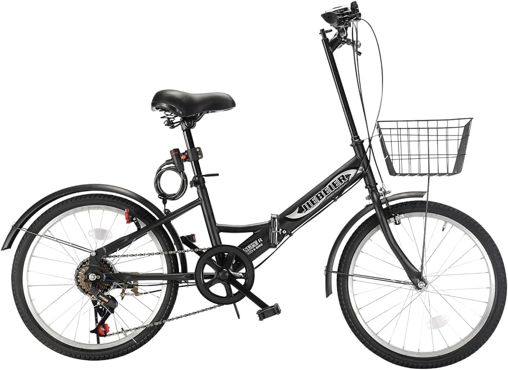 Amazon | JIEBEIER 自転車 折り畳み自転車 20インチ 7段変速 カゴ