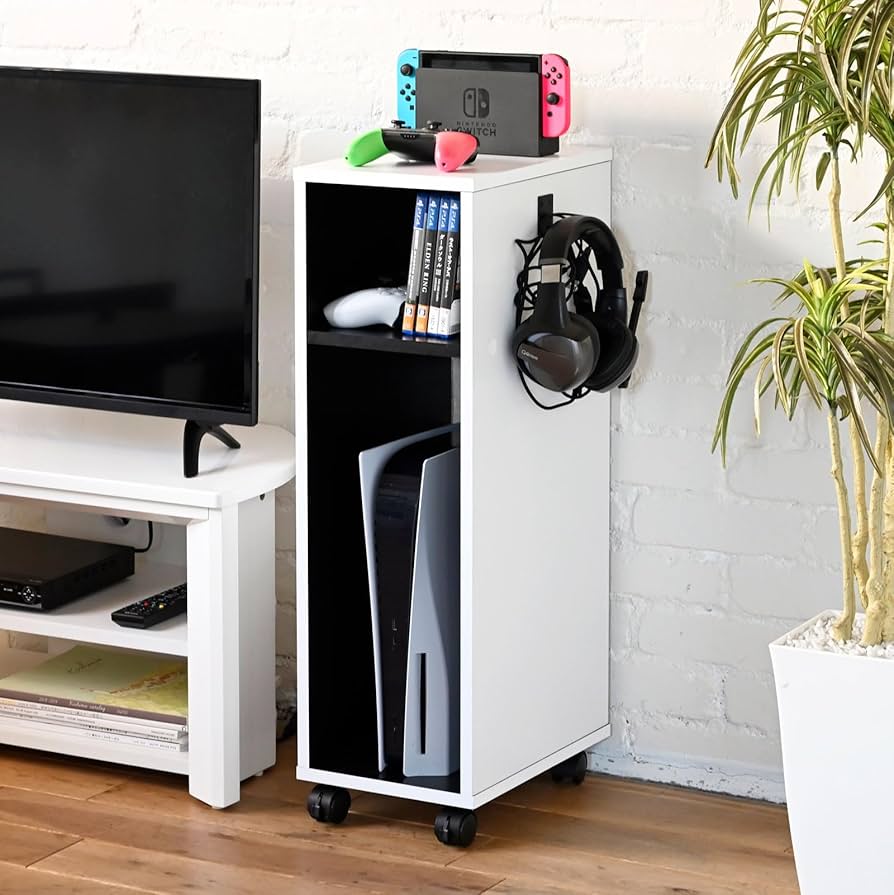 Amazon｜山善(YAMAZEN) ラック ゲーム機 収納棚 スリム キャスター付き
