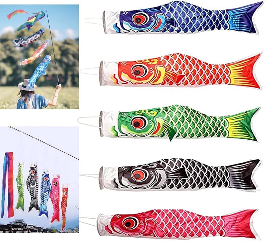 Amazon | こいのぼり 5色セット 鯉のぼり 60CM ポリエステル製 60CM