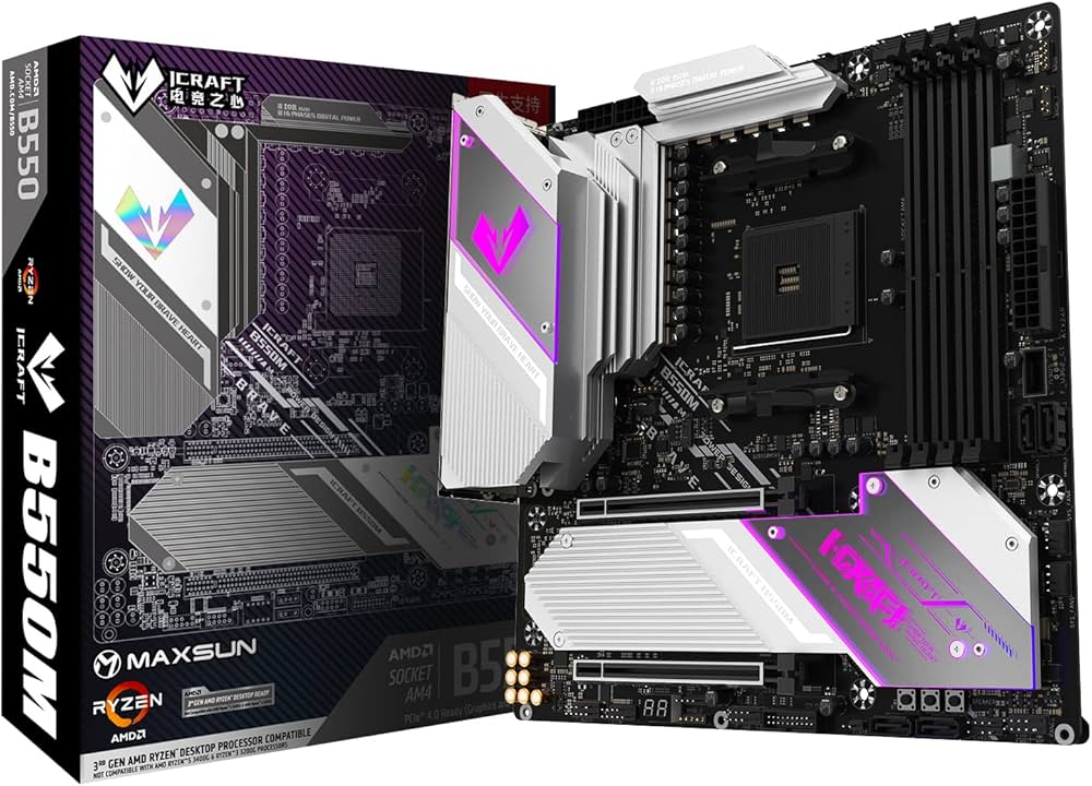 Amazon | MAXSUN iCraft B550 ゲーミング M-ATX マザーボード 14+2