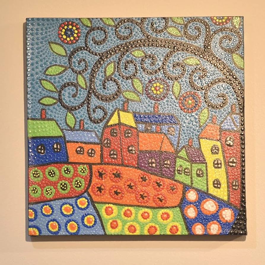 Amazon.co.jp: KANMURYOU ドットアート/[shiawase tree] 40×40cmアート