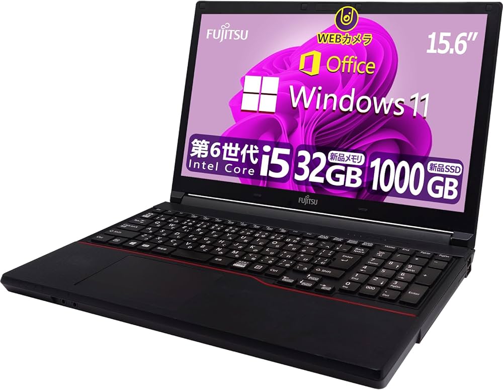 富士通 Windows11 ノートパソコン 極美品爆速SSD 光学ドライブ Amazon