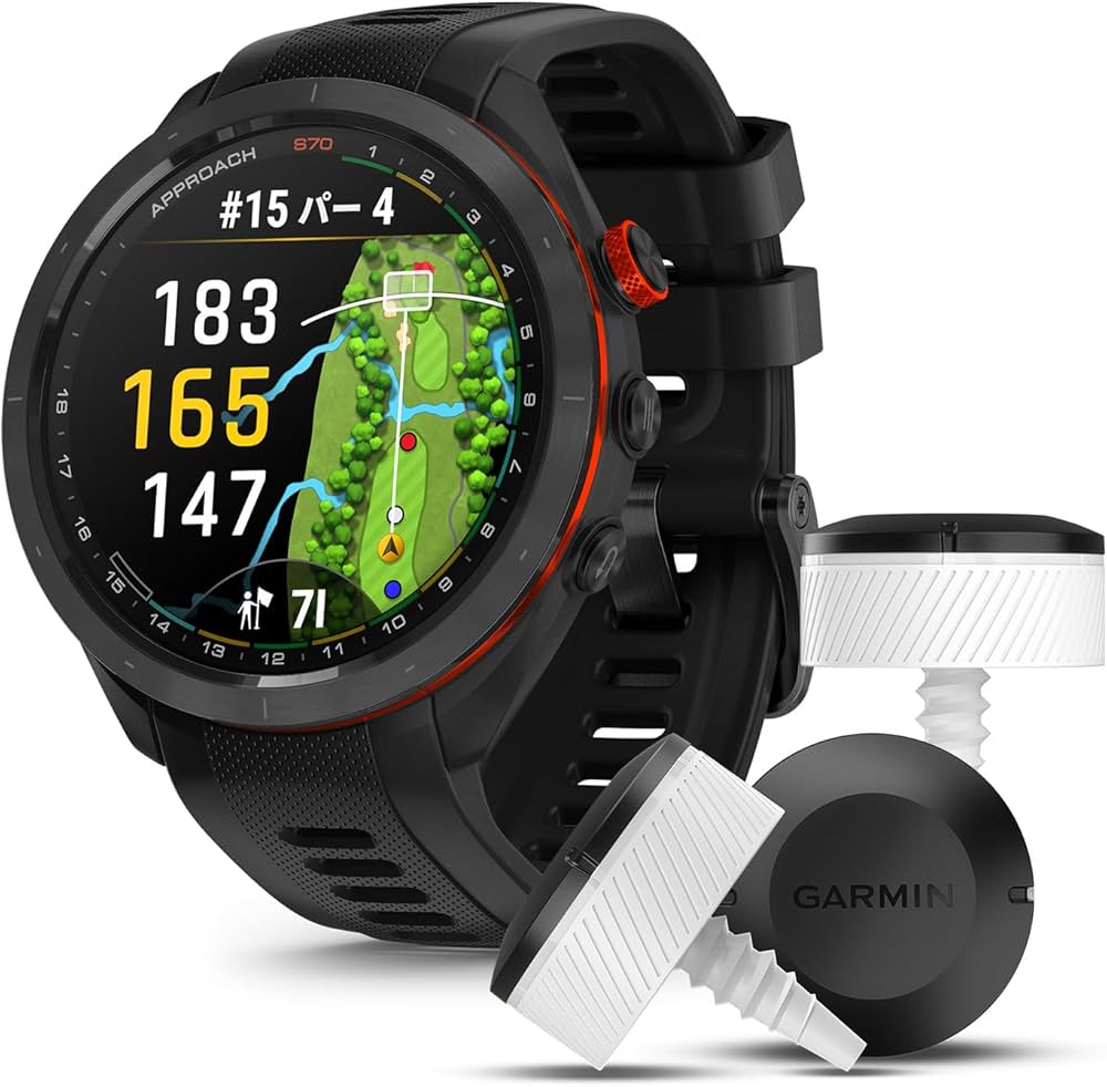 Amazon | ガーミン(GARMIN) Approach S70 47mm Black/Approach CT10