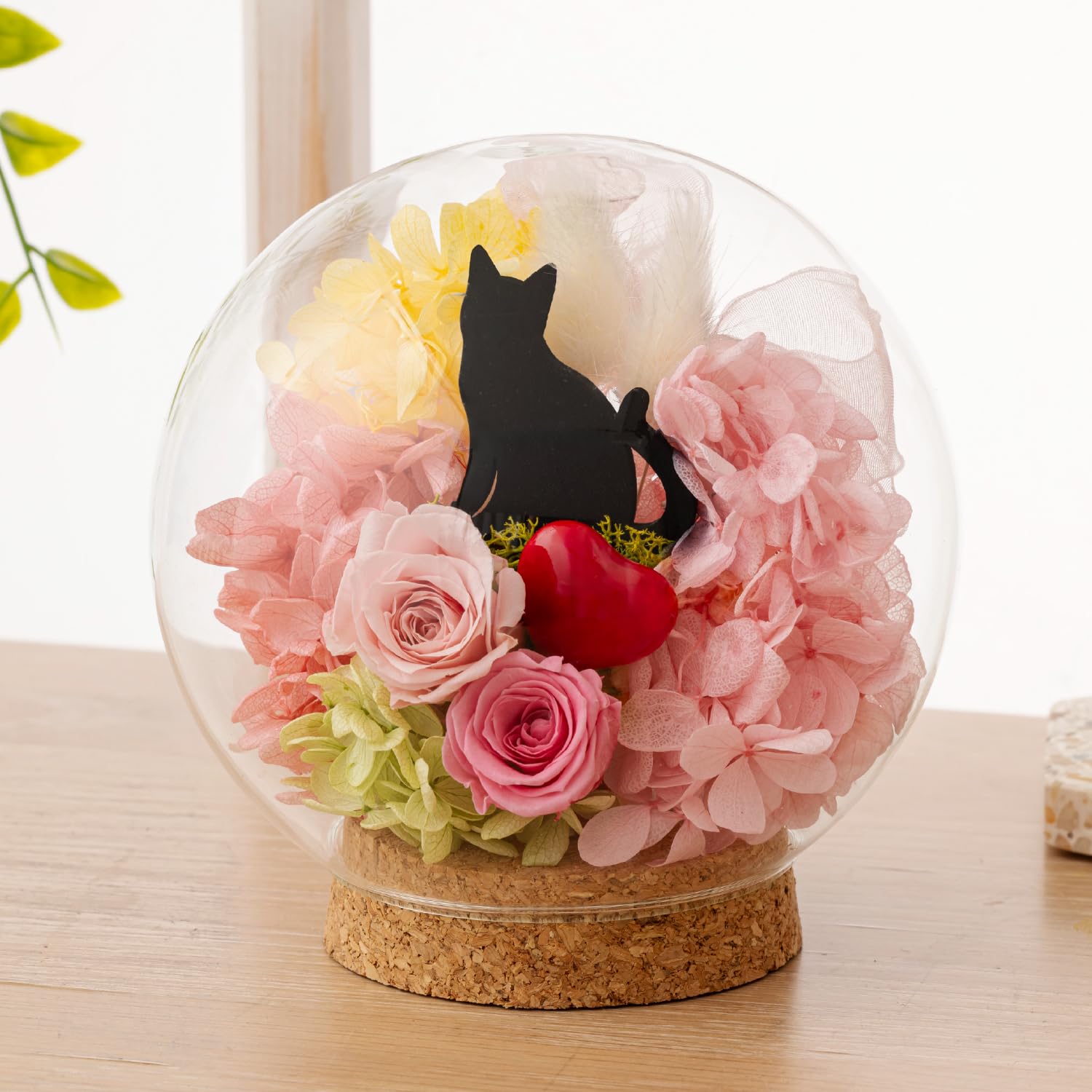 Amazon｜プリザーブドフラワー Ruplan（ルプラン）ガラスドーム 黒猫