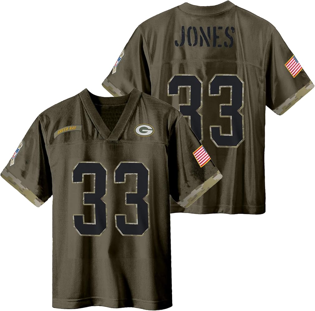 Amazon.com: Aaron Jones Green Bay Packers #33 Army Green 2022 Kids