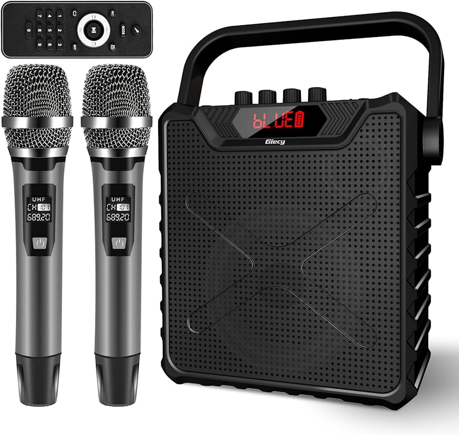 Amazon | Giecy スピーカーセット 拡声器 ワイヤレスマイク2本