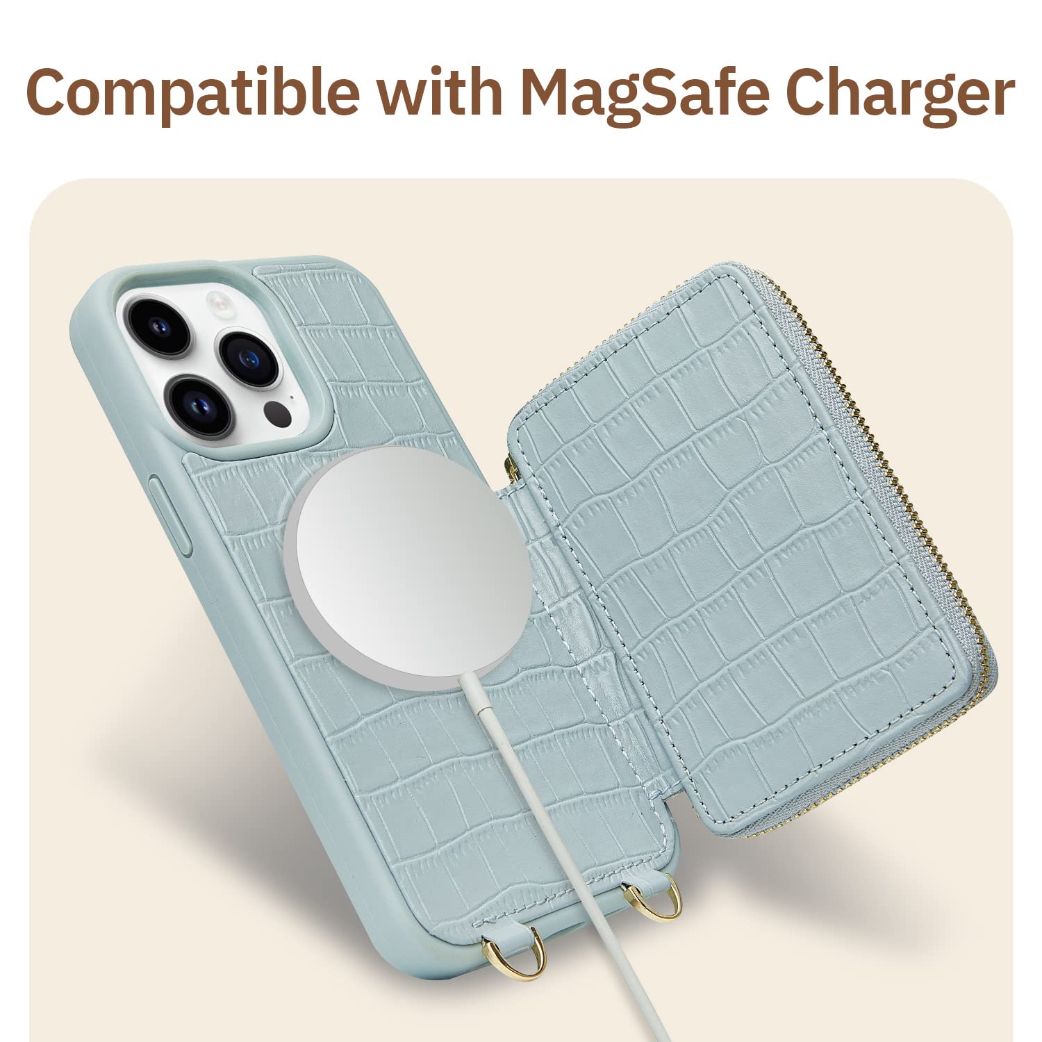Amazon.co.jp: CUSTYPE iPhone 14 Pro用 MagSafeケース 財布 女性用