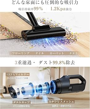 Amazon | 掃除機 コードレス 【0.54kg超軽量ボディ 2024夏初売り