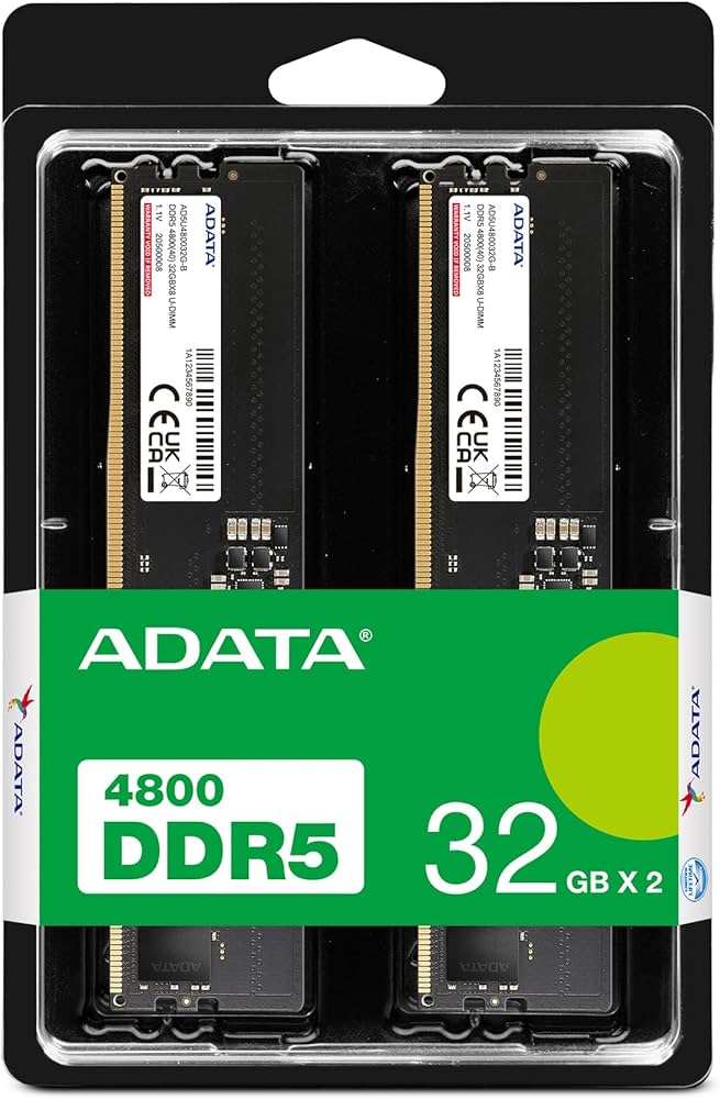Amazon | ADATA Premier DDR5 4800MHz 64GB (2x32GB) UDIMM メモリ RAM