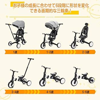 Amazon.co.jp: Thinkmax 子供用三輪車 ベビーカー 6in1 折りたたみ