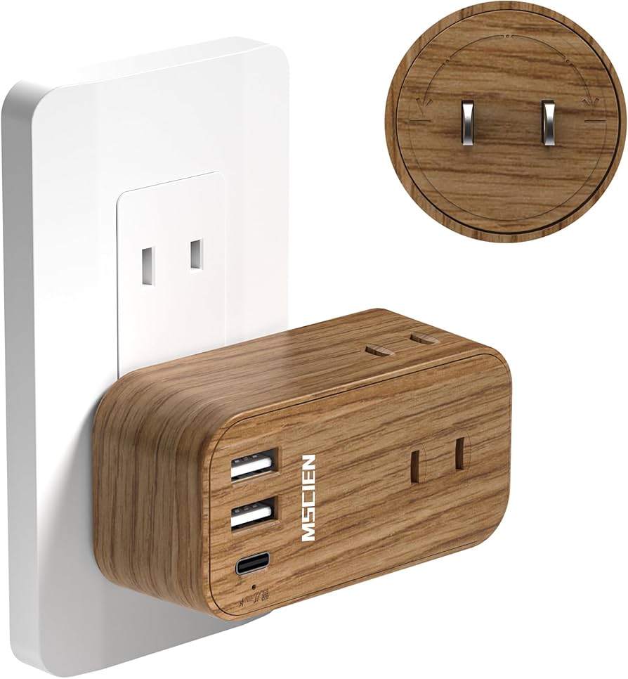 Amazon.co.jp: MSCIEN 電源タップ コンセント USB付き タイプC 木目