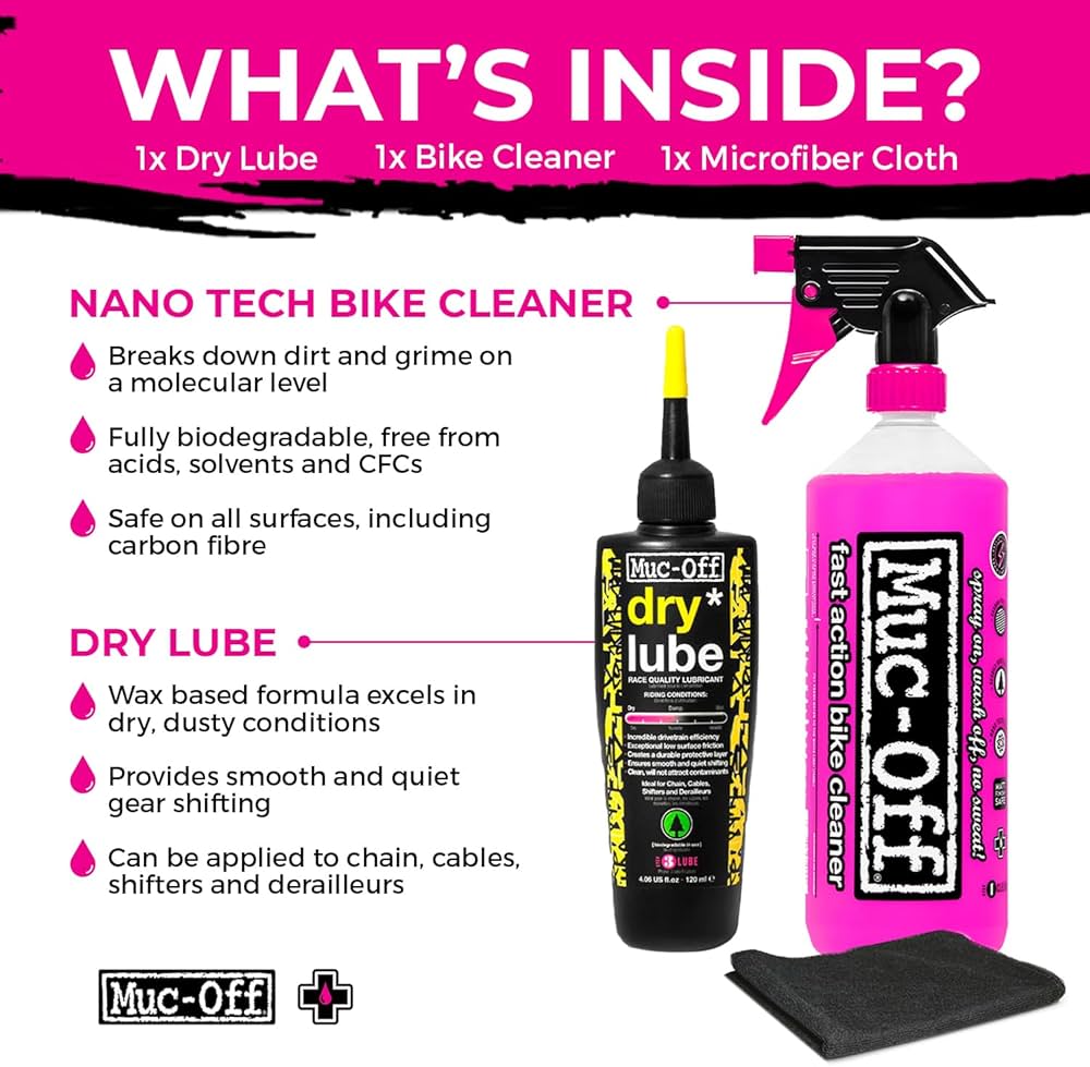 Amazon.com : Muc-Off Nano Tech Bike Cleaner 1 Liter & Bio Dry