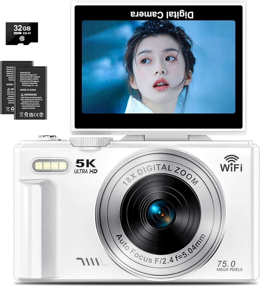 Amazon | デジカメ 5K 7500万画素 デジタルカメラ 18倍デジタルズーム