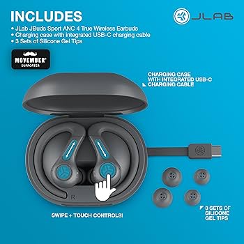 Amazon.com: JLab JBuds Sport ANC 4 True Wireless Bluetooth Earbuds