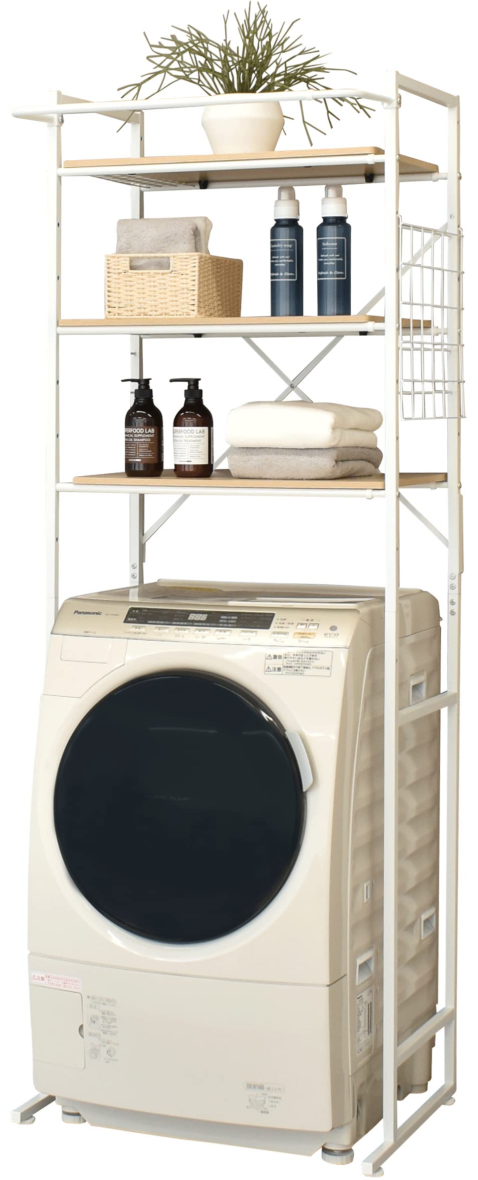 Amazon｜ekans(エカンズ) 棚付きランドリーラック 棚3段 ホワイト LSH