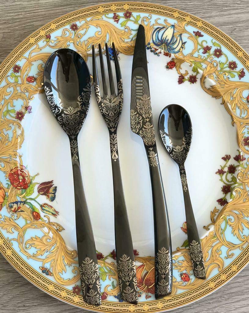 Amazon | ブガッティ カトラリー セット 4個 Riviera Devore ブラック