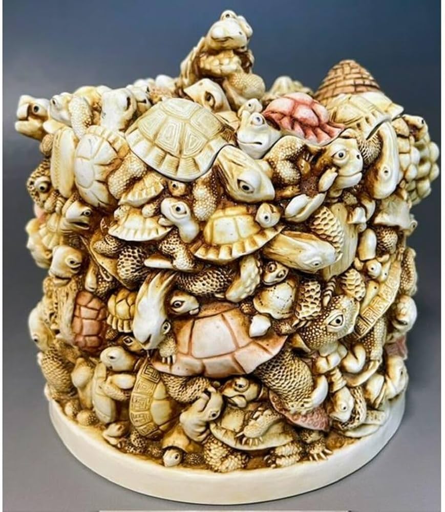 Amazon.co.jp: ハーモニーキングダム 亀 小物入れ カメ かめ 彫刻 置物