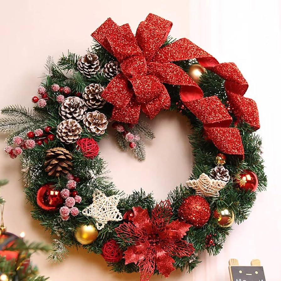 Amazon.co.jp: S&C Live クリスマスリース 40cm オーナメント付 ビッグ