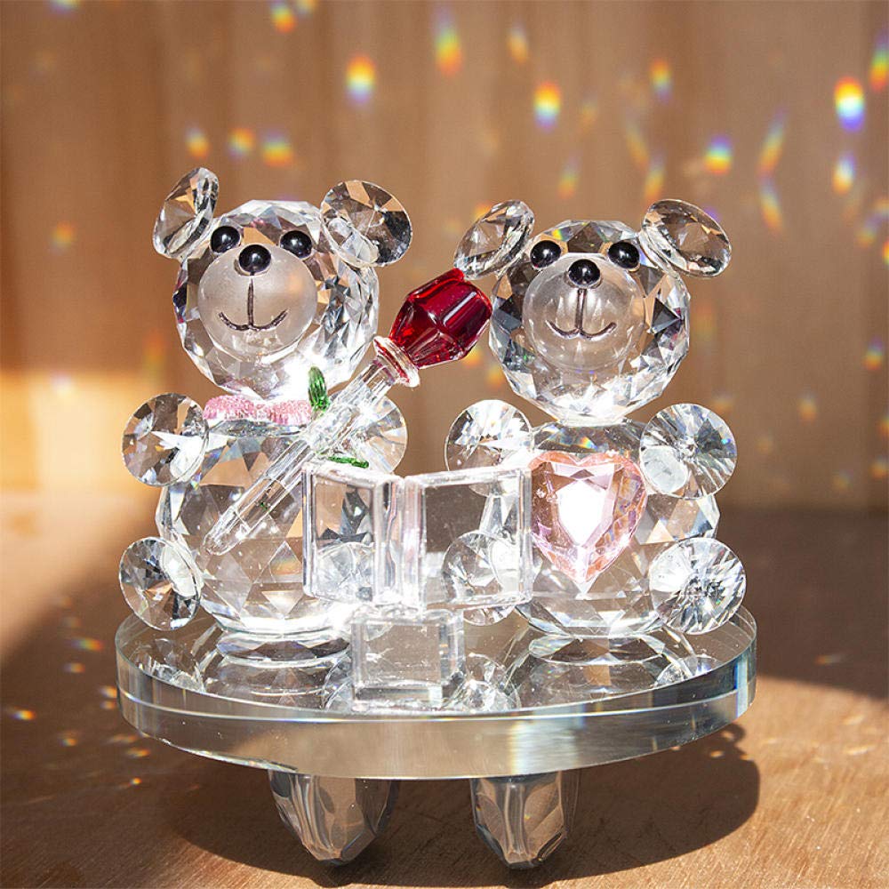 Amazon.co.jp: 彫像彫刻鑑賞 クリスタルガラスハート型クマ置物要素家